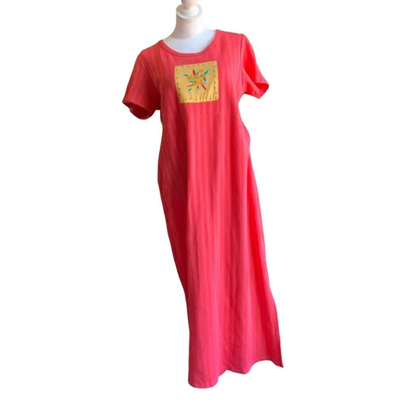 KEN Done Down Under Summer Dress Medium Coral Short Sleeve T-Shirt Dress… - Picture 1 of 5